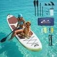 thumbnail image 1 of TINKLE WELL Inflatable Stand Up Paddle Board (SUP) Kit, Ultra-Stable Wide Design w/Non-Slip Deck & 2-in-1 Adjustable Paddle, Complete Set for Beginners/Experts, Youth & Adults, Brown, 1 of 7