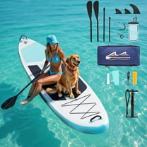 TINKLE WELL Inflatable Stand Up Paddle Board (SUP) Kit, Ultra-Stable Wide Design w/Non-Slip Deck & 2-in-1 Adjustable Paddle, Complete Set for Beginners/Experts, Youth & Adults, Blue