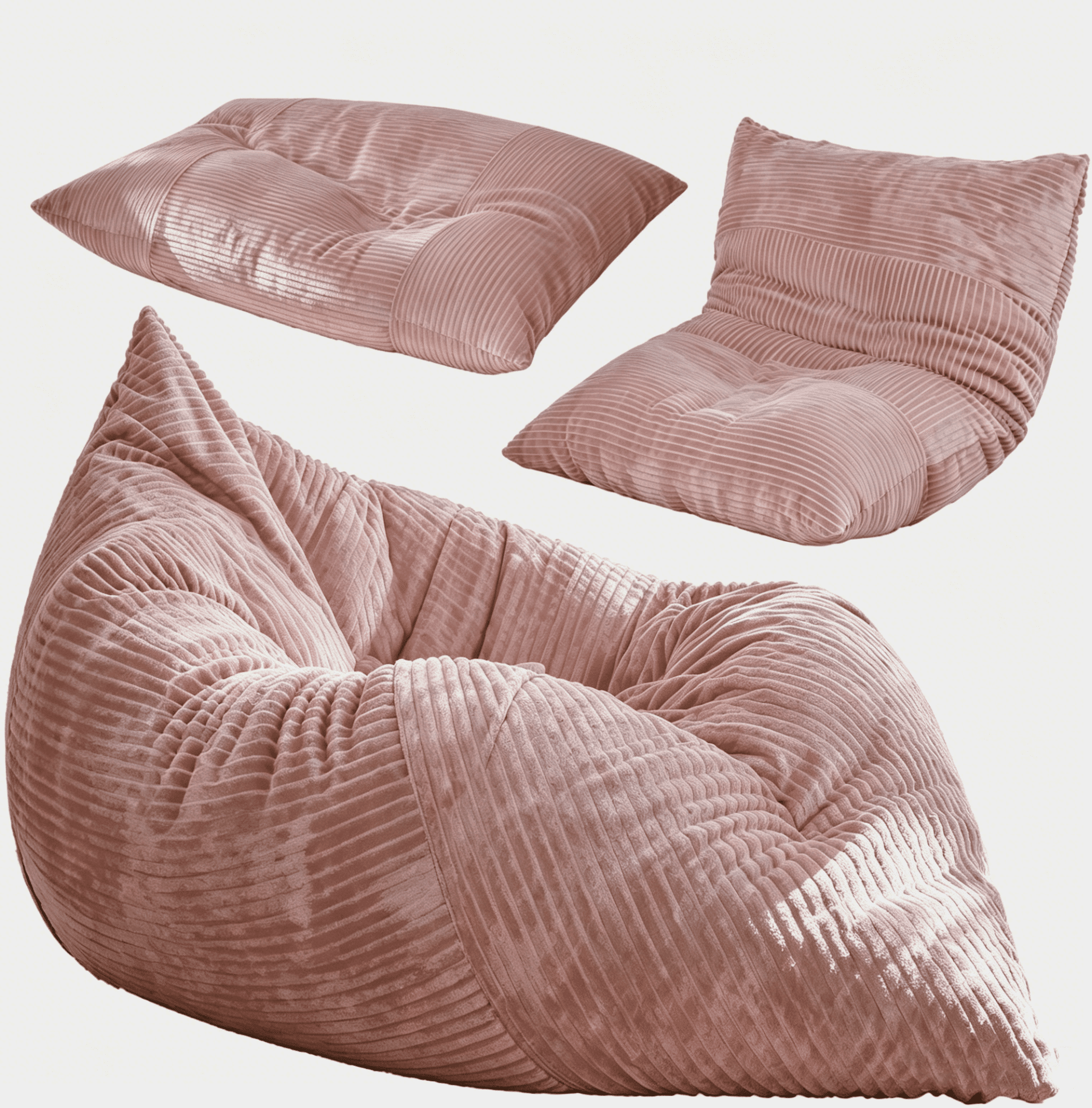 TINKLE WELL Giant 3-in-1 Bean Bag Chair for Adults, Convertible Floor Sofa & Cushion, Perfect for Bedroom & Living Room Lounging, Pink