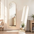 thumbnail image 1 of TINKLE WELL Metal Framed Arched Full Length Mirror 59"x16", Floor Standing, Gold, 1 of 9