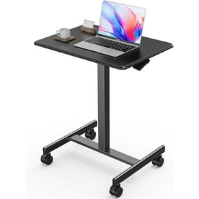 TINKLE WELL Mobile Standing Desk, Height-Adjustable Portable Rolling Laptop Workstation with Lockable Wheels, Sit-Stand Desk, Black