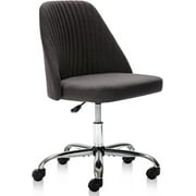 TINKLE WELL Modern Office Desk Chair, Rolling Vanity Swivel Task Chair with Wheels, Stylish Comfortable Armless Backrest for Home, Bedroom, Office, Study, Dark Gray