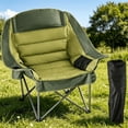 thumbnail image 1 of TINKLE WELL Oversized Folding Camping Chair, Padded Chair with Cup Holders & Carry Bag, 450 lbs Heavy Duty, Portable for Outdoor, Beach, Fishing, Green, 1 of 6