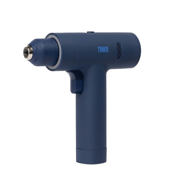 TINKR Cordless Brushless Power Drill, 12V, 30 Torque Settings, Dual Speed, LED Display, USB-C Rechargeable, Soft Grip, Midnight Blue, 18-Piece Multi-Bit Kit