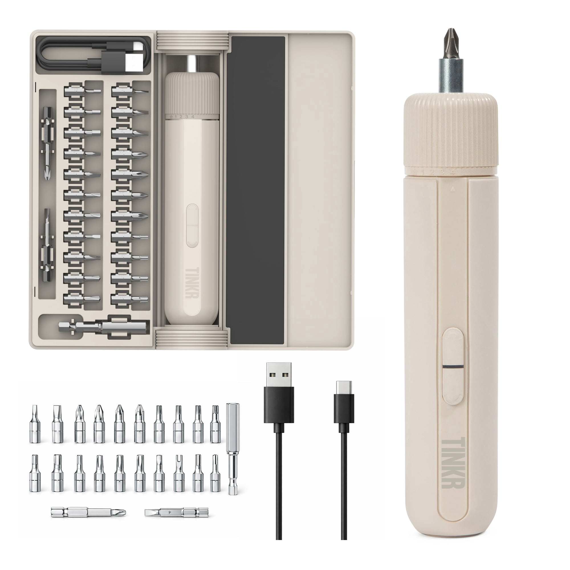TINKR Electric Screwdriver Set, Cream