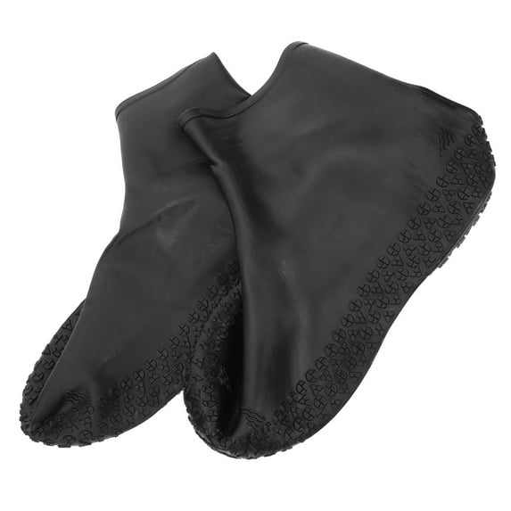 NICEXMAS 1Pair Rainproof Black Elastic Overshoes for Cycling with Wear Resistant Nonslip Sole