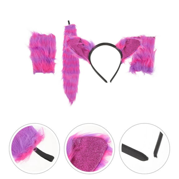 TINKSKY 1 Set Plush Animal Ears Headband and Tail for Women  Cosplay Props
