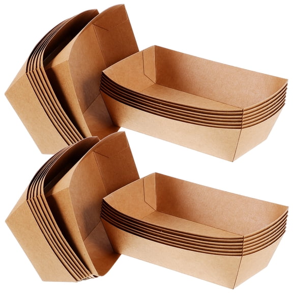 NICEXMAS 100Pcs Brown Paper Sushi Serving Boats for Appetizers and Storage