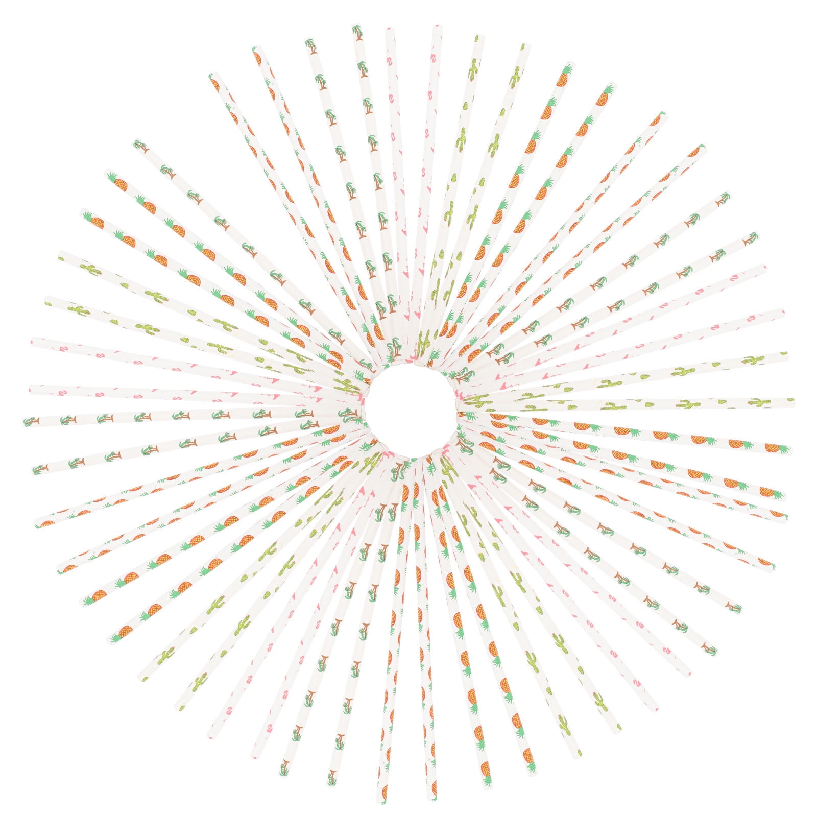 TINKSKY 100pcs Paper Straws For Summer Parties Flamingo Pineapple Cactus For Weddings And Beach Celebrations