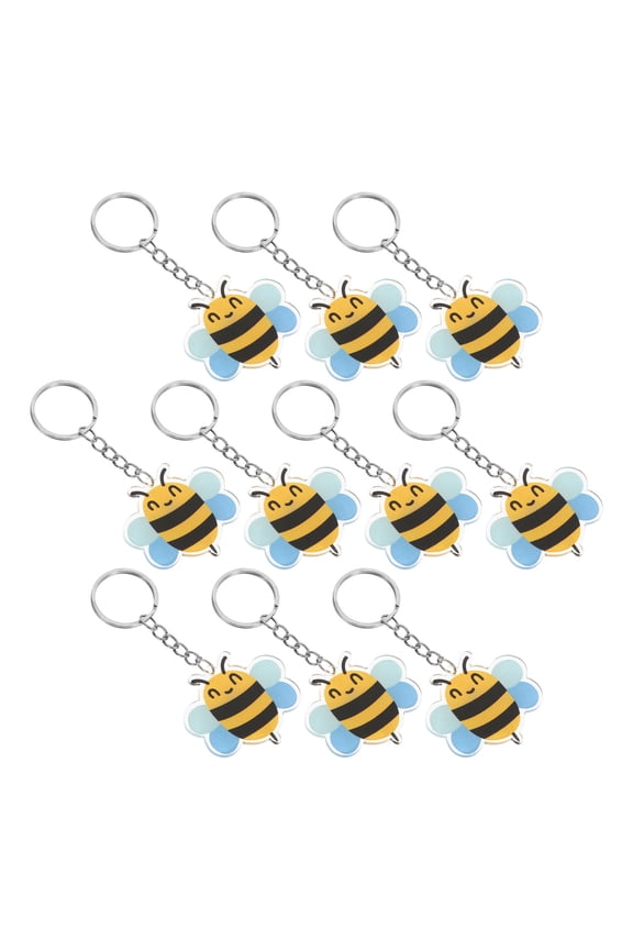 10Pcs Lovely Bee Keychain Multi Color Hanging Keyring for Keys Backpack Decoration