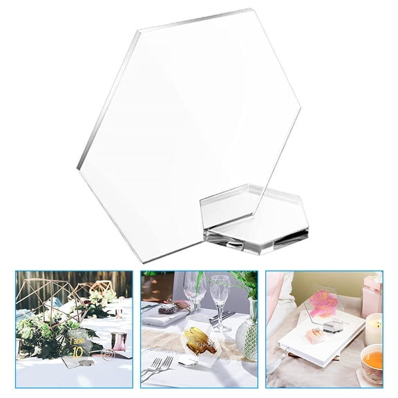 NICEXMAS 10Pcs Clear Acrylic Hexagon Table Number Signs for Wedding Reception Reusable and Easy to Clean