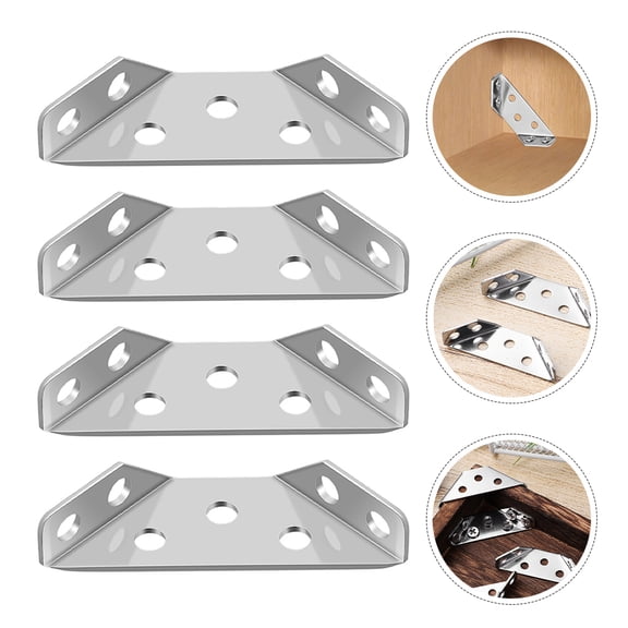 NICEXMAS 10Pcs Furniture Corner Connectors Silver Stainless Steel Durable Brackets