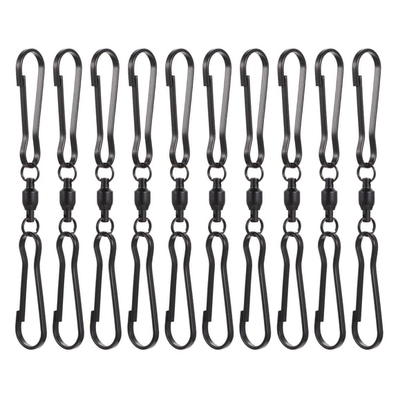 NICEXMAS 10Pcs Black Coated Stainless Steel Dual Clip Hooks for Hanging Wind Chimes and Yard Flags