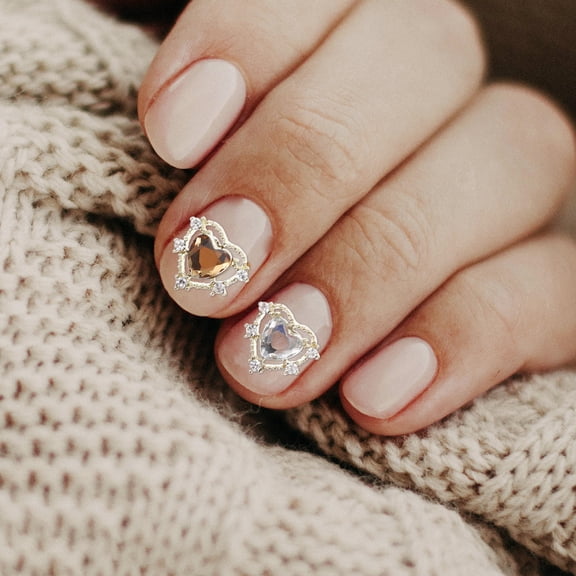 TINKSKY 10pcs Heart Nail Charms Rhinestone Nail Art Accessories For Diy Manicure Premium Nail Salon Decor For Home Use