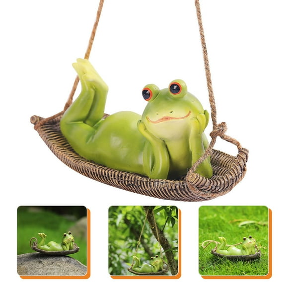 IMIKEYA Resin Frog Statue Green Adorable Garden Decoration Smooth Texture Vivid