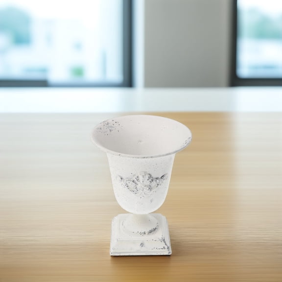 NICEXMAS White Decorative Metal Flower Pot Planter Elegant Design for Bedroom Window Sill Home Office