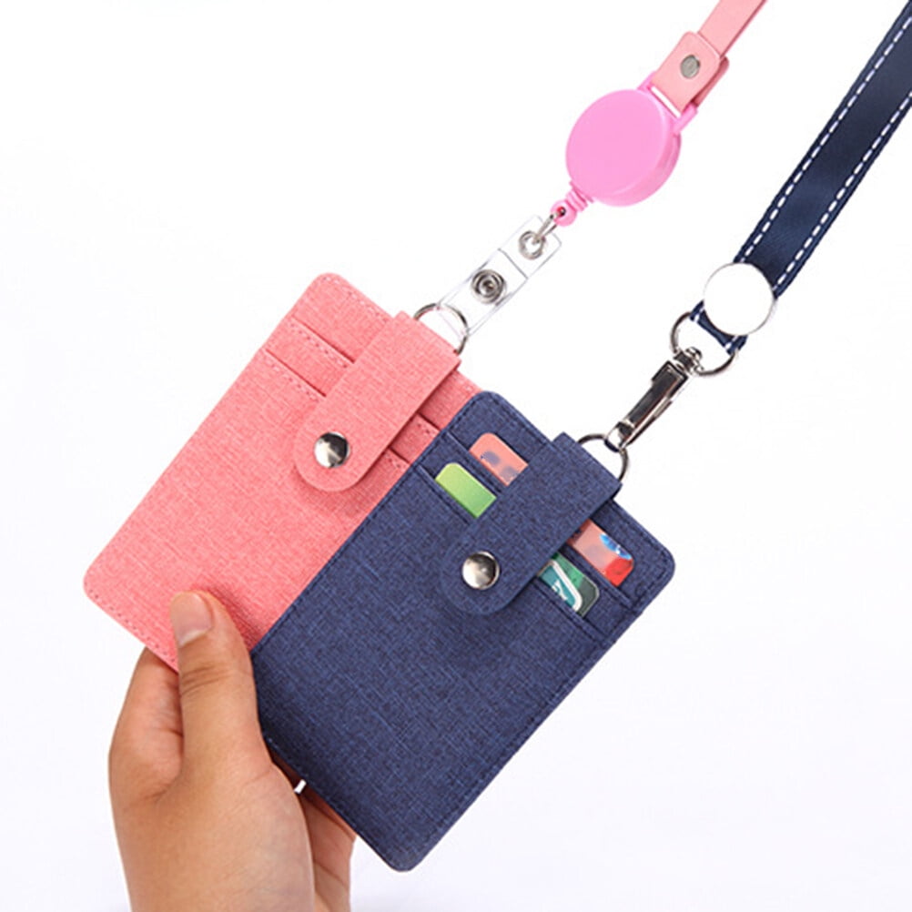 NICEXMAS 1Pc Blue PU Cover Holder Name Tag Protector with Lanyard for ...