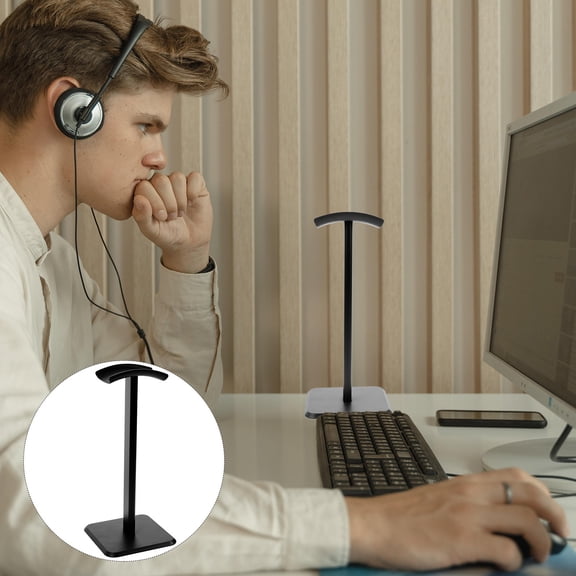 IMIKEYA Black Aluminum Alloy Headphone Holder Stand with Anti Skid Pad for Desk