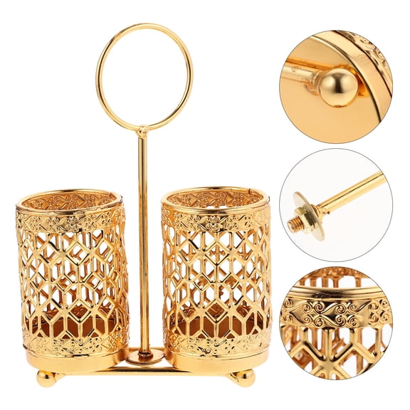 IMIKEYA Kitchen Utensil Organizer Golden Metal Pot for Silverware Forks Spoons Storage