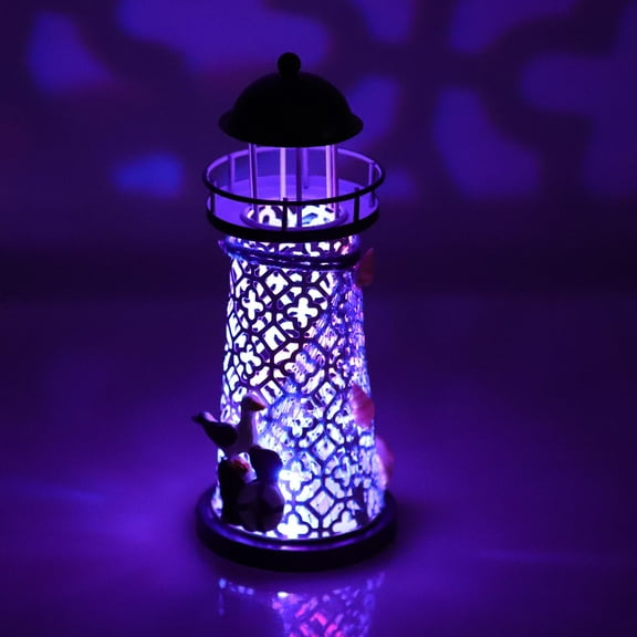 NICEXMAS lighthouse table top decor Lighthouse Candlestick Ornament Sky-blue 1pc Nautical Marine Decoration