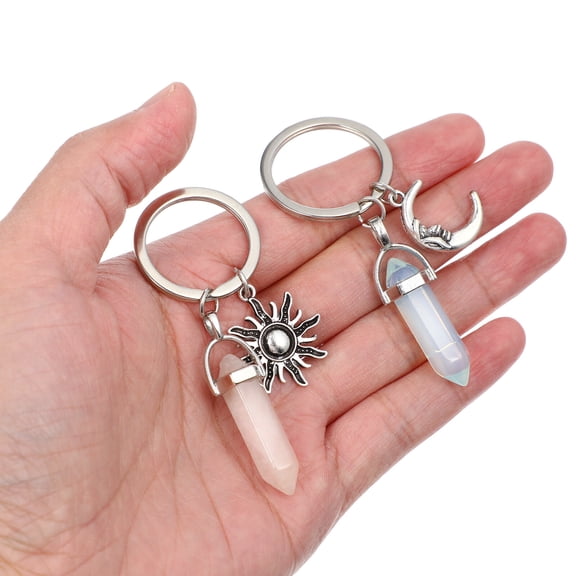 TINKSKY 2-Pack Couple Keychains with Elegant Crystal Charms, Key for Daily Use and Giving