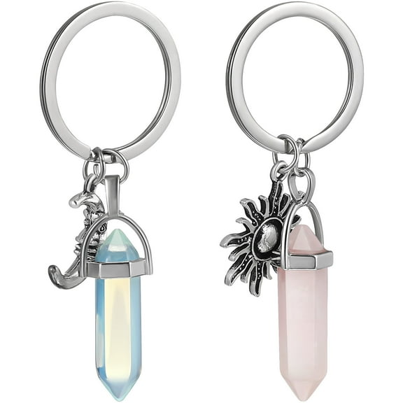 TINKSKY 2 Pcs Couple Keyring Crystal Key Attachment for Everyday Use