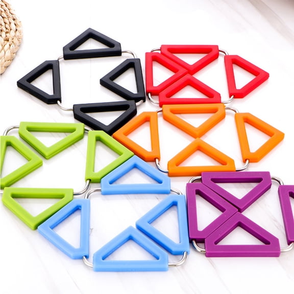 NICEXMAS 2Pcs Green Foldable Hot Pot Holder Trivet Mat Silicone Wrapped Stainless Steel Frame