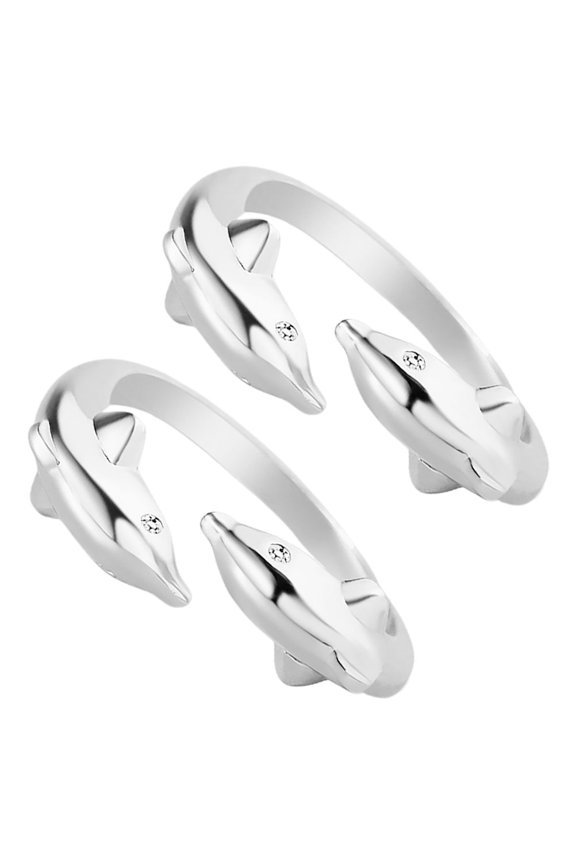 TINKSKY 2PCS Ocean Ring Silver Copper Fashion Open Ring Adjustable Comfortable Wear For Women Daily Wear