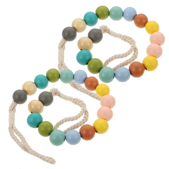 NICEXMAS 2Pcs Elegant Wood Bead Curtain Straps Practical Curtain Holders for Home