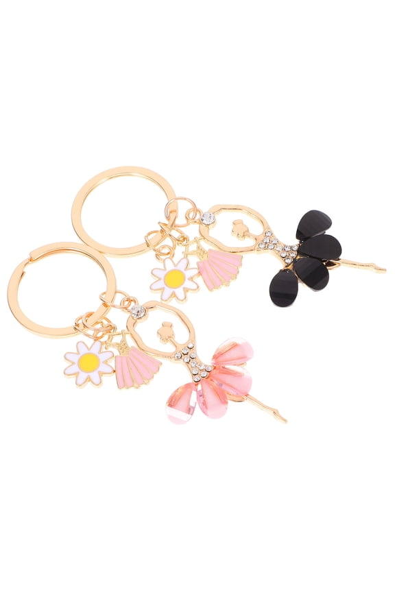 2-Piece Black Metal Dancer Keychain Set, Stylish Bag Charms for Women and Girls, Trendy Accessories