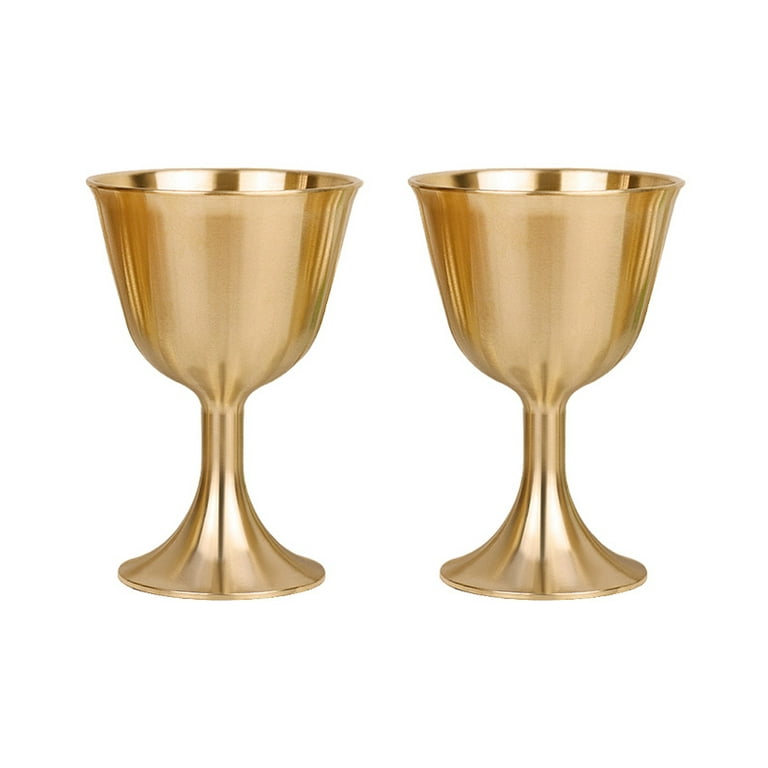 TINKSKY 2pcs Brass Chalice Cup Wine Goblet Brass Drinking Glasses Beverage  Tumbler Cups 