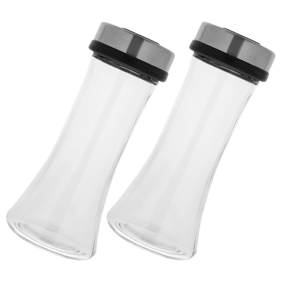 NICEXMAS  Multi-Function Seasoning Jar, Adjustable Pour, Stainless Steel and Glass, 2Pcs