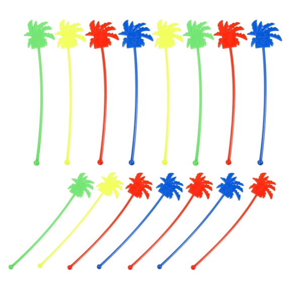 NICEXMAS Plastic Coconut Tree Stirrers Assorted Colors for Coffee 30Pcs