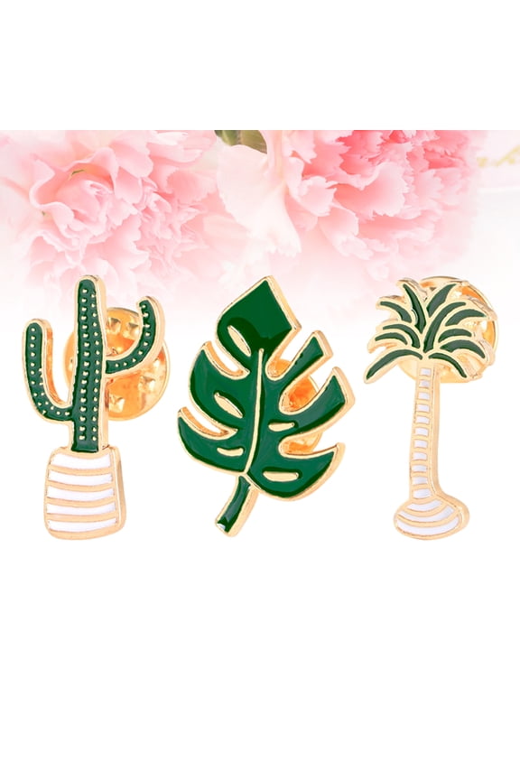 3-Piece Colorful Cactus Brooch Set, Premium Metal Pins for Shirt Collar, Jacket, Hat, and Bag Accessories