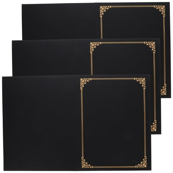NICEXMAS 3Pcs Black Paper Certificate Holders with Elegant Design for Document Protection and Presentation
