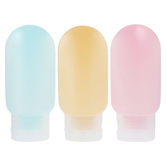 NICEXMAS 3-Pack Small Travel Toiletry Containers Plastic Refillable Bottles with Assorted Colors for Travel