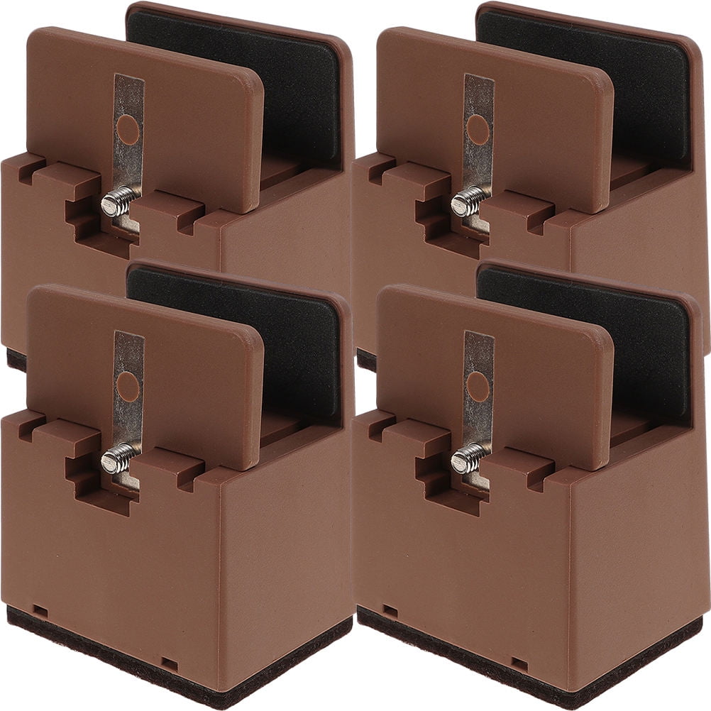 TINKSKY 4Pcs Brown Steel Platform Bed Riser for Furniture Leg Pad ...