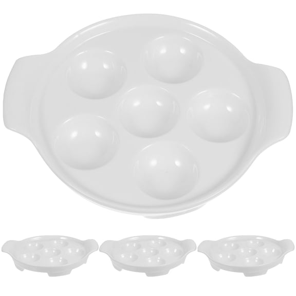 NICEXMAS Nicexmas Ceramic Snail Dishes White for Storage with Easy Carry Ears 4Pcs