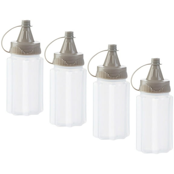 NICEXMAS 4-Pack Grey Portable Squeeze Bottles for Sauce, Salad Dressing, Condiment Dispensers, Leak-Proof Kitchen Accessories