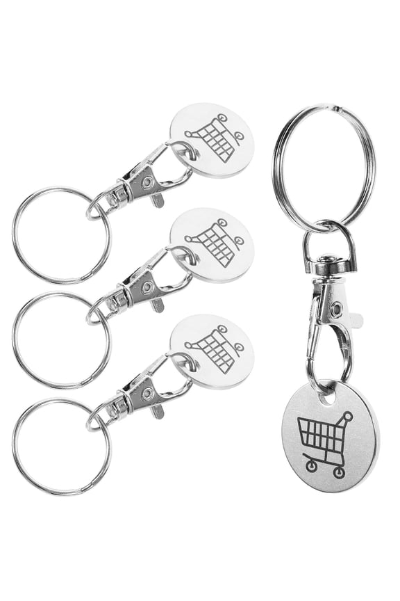 4-Pack Stainless Steel Shopping Cart Tokens Keychain Set, Portable and Keys for Access & Stylish Decoration