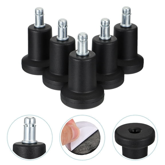 NICEXMAS 5Pcs Practical Chair Foot Pads Black Plug in Office Chair Casters