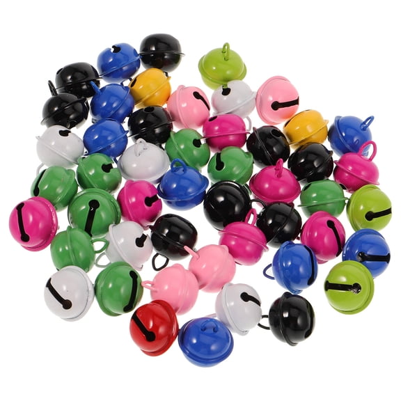 IMIKEYA 50Pcs Assorted Color Round Jingle Bells Metal Material with Crisp Sound for DIY Crafts