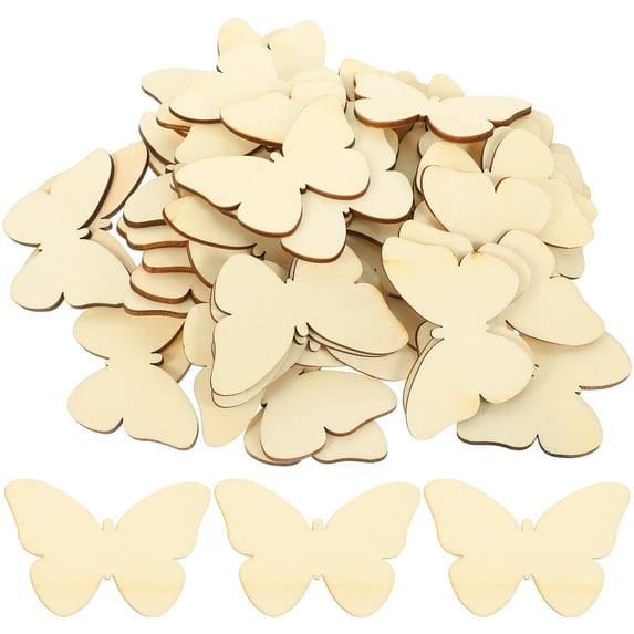 Wooden Butterfly Cutouts for DIY Crafts and Decoration Unfinished Wood Khaki Color 50 Pieces