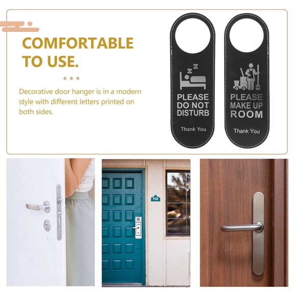 NICEXMAS 5-Pack Large Black Do Not Disturb Door Signs Modern Style Hotel Room Door Hangers Indicator