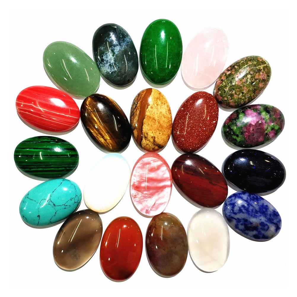 TINKSKY 5pcs Oval Beads Semi precious Gemstones Quartz