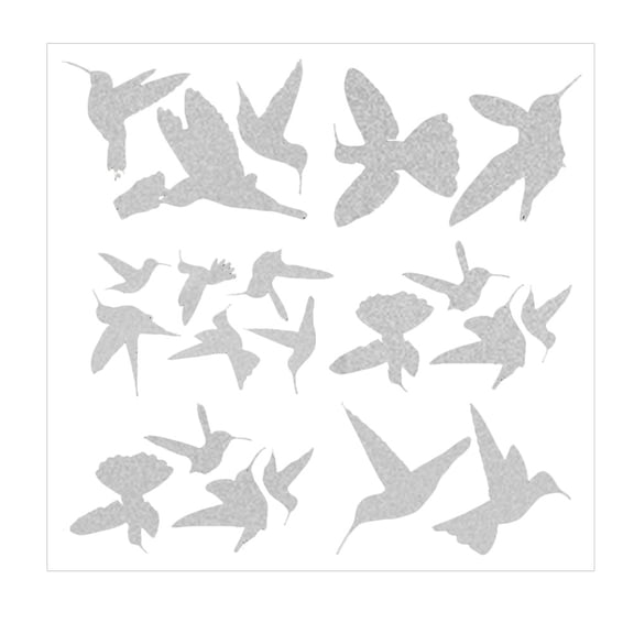 NICEXMAS 6-Pack White Hummingbird Window Clings, Removable Static Stickers for Bird Collision Prevention and Decorative Home Use
