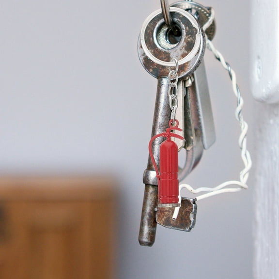 NICEXMAS 6Pcs Firefighter Keychain Red Alloy Keyring for Schoolbag and Car Keys