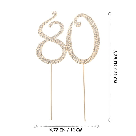 TINKSKY 80th Birthday Party Cake Topper Rhinestone Insert Decoration Ornament Great Gift