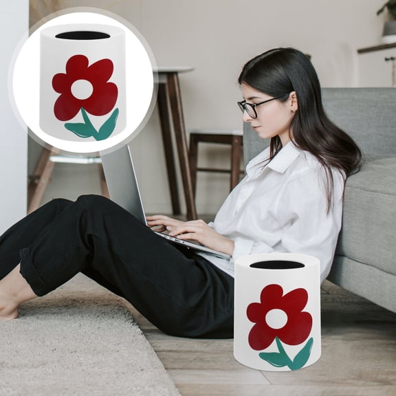 NICEXMAS Red PVC Trash Bin with Modern Sleek Design for Living Room Storage and Organization, 1 Set