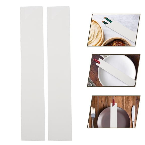 NICEXMAS 50Pcs White Kraft Paper Disposable Tableware Sleeve for Takeout Supplies